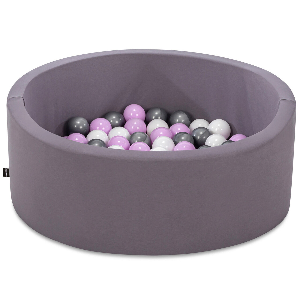 Piscina cu bile, Bubble Pops v6, 150 bile, Ø85 x 30 cm, bumbac/plastic, gri - imagine 3